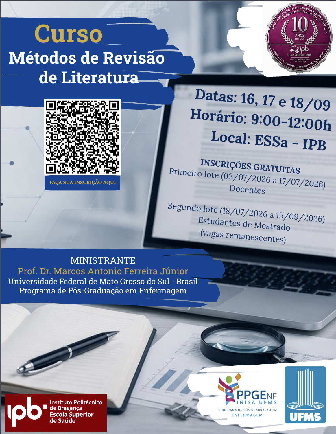 Curso de M&eacute;todos de Revis&atilde;o de Literatura - 16, 17 e 18 de setembro de 2026 na ESSa.